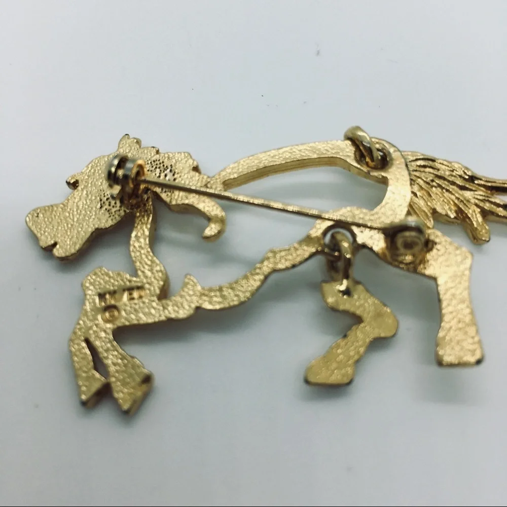 KK/ED Horse Brooch Vintage Goldtone Pin